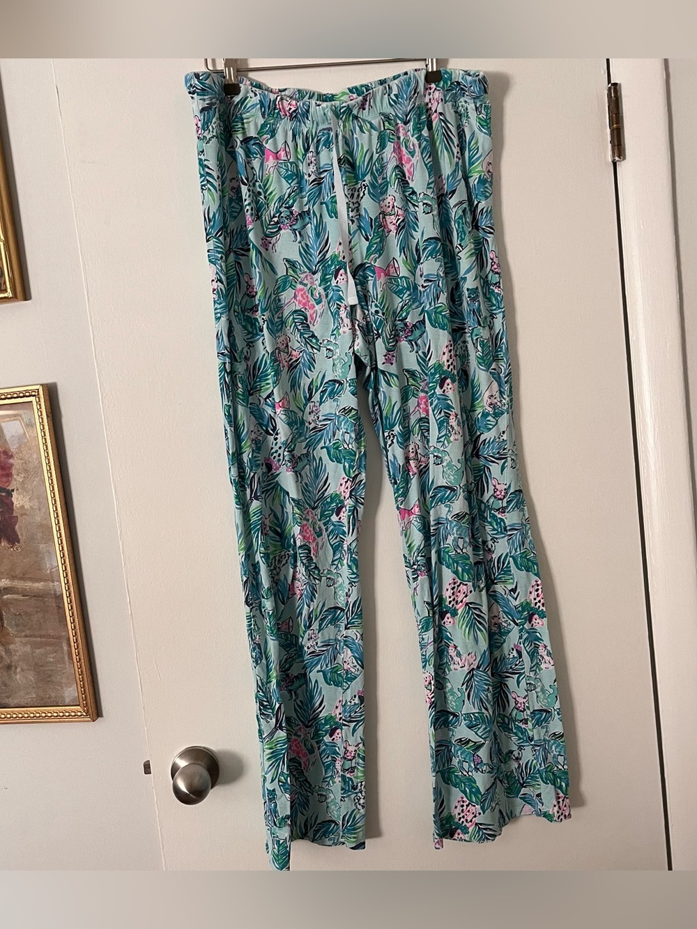 Lilly Pulitzer women’s Barking up the Palm tree pajama lounge pants XL